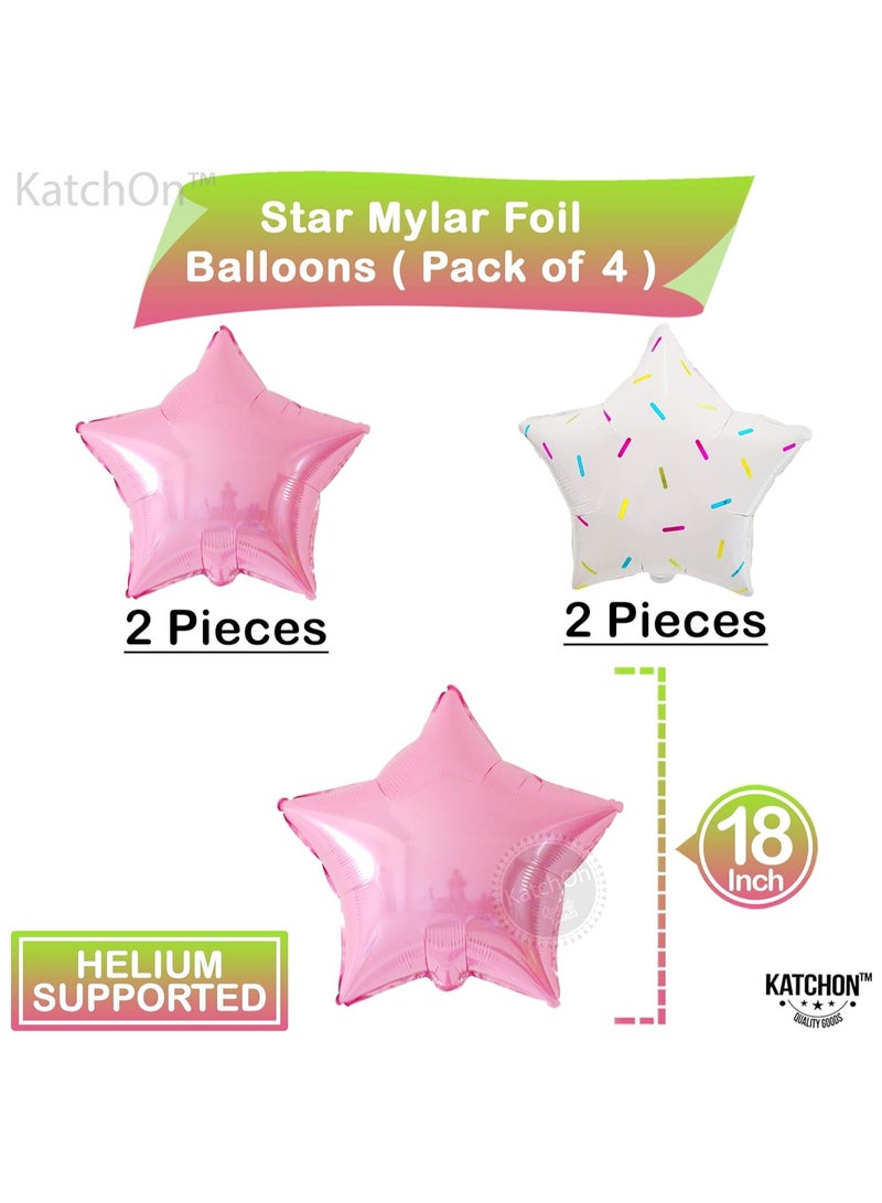 KATCHON Big Donut Mylar Foil Balloon Decorations Kit - 21 Inch, Pack of 5 | Donut Time With Colorful, Pink, Green, Brown Donut Balloon | Donut Themed Multicolor Party Supplies for Birthday and Baby Shower - Image 4